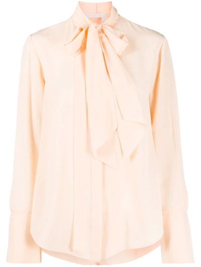 Chloé Pussy Bow Detail Tied Waist Blouse In Pink