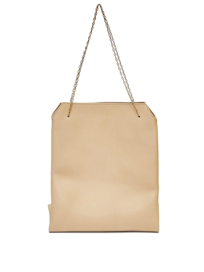 The Row Lunch Leather Clutch Bag In Cream