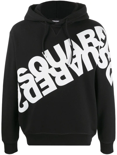 Dsquared2 Mirror Logo Print Cool Guy Jersey Hoodie In Black