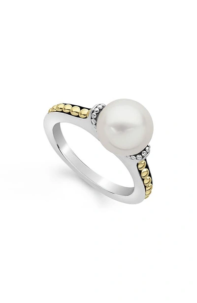 Lagos Sterling Silver & 18k Yellow Gold Luna Cultured Freshwater Pearl Ring In Multi/silver
