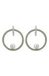 Lagos Sterling Silver & 18k Yellow Gold Luna Cultured Freshwater Pearl Circle Earrings In White/multi