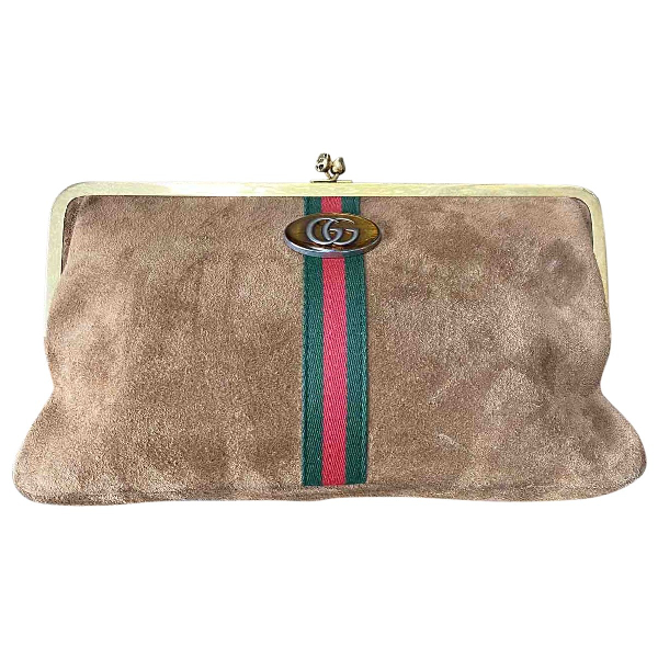 Pre-Owned Gucci Brown Suede Clutch Bag | ModeSens