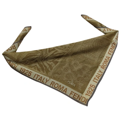 Pre-owned Fendi Silk Handkerchief In Beige