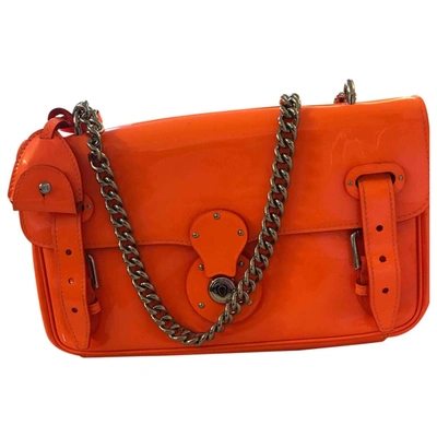 Pre-owned Ralph Lauren Ricky Patent Leather Handbag In Orange