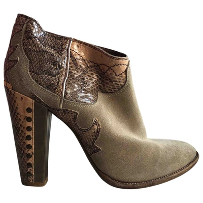 Pre-owned Just Cavalli Western Boots In Beige