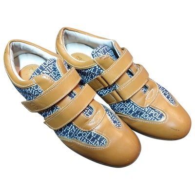 Pre-owned Pollini Leather Trainers In Camel