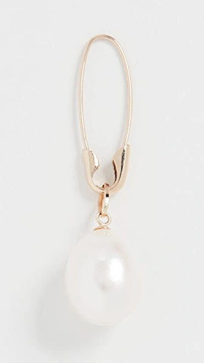 Loren Stewart 14k Teardrop Pearl Safety Pin Earring In Gold/pearl