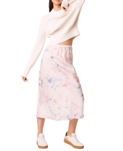 French Connection Sadie Tie-dyed Print Midi Skirt In Pink Lady/blue