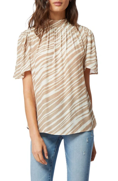 Habitual Chelsea High Neck Blouse In Gardenia Zebra Print