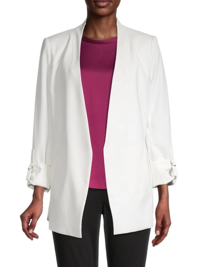 Dkny Womens Crepe Long Sleeves Open-front Blazer In Ivory