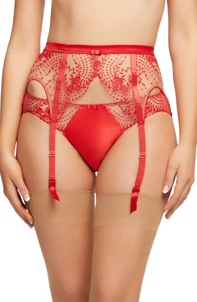 Dita Von Teese Julie's Roses Suspender Belt In Rose Red