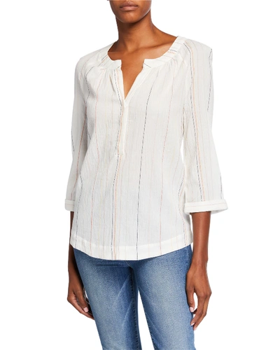 Marled Dot Stripe Tunic Top In Ivory/multi Stripe