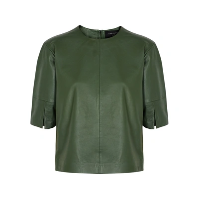 Equipment Abdelle Leather Short Sleeve Top In Green