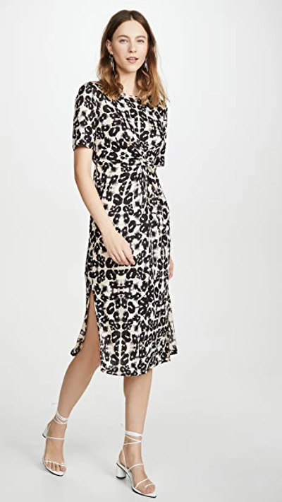 Rebecca Taylor Kaleidoscope Leopard Print Jersey Dress In Camel Combo