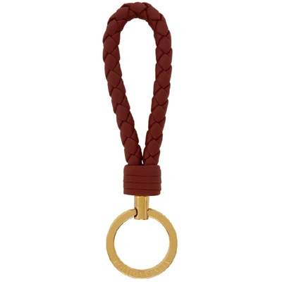 Bottega Veneta Burgundy Intrecciato Loop Keychain In 8859 Rust
