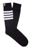 Thom Browne Mid-calf Striped Cotton Socks In Navy
