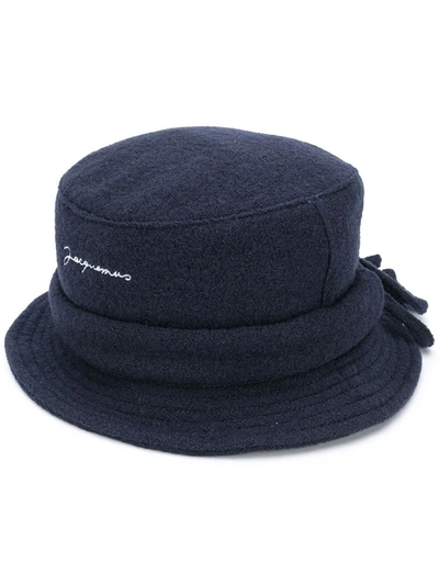 Jacquemus Le Bob Embroidered Wool Bucket Hat In Blue