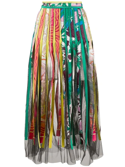 Pucci Mix Print Midi Skirt In Green