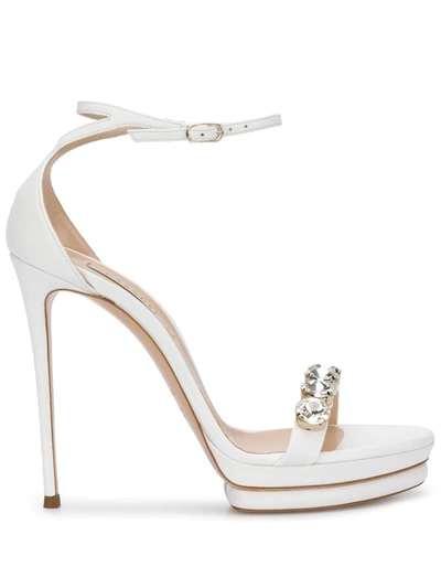Casadei Embellished Stacked-sole Sandals In White