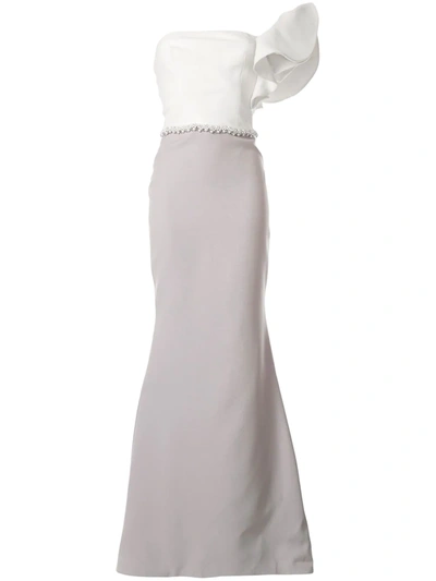 Saiid Kobeisy Ruffled Evening Dress In Grey