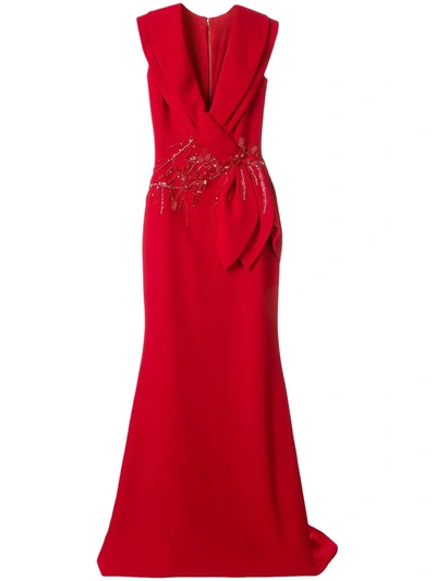 Saiid Kobeisy Sequinned Waist Gown In Red