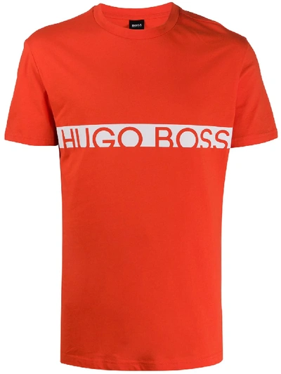 Hugo Boss Logo Print T-shirt In Orange