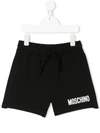 Moschino Kids' Logo Print Track Shorts In Black