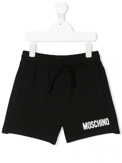 Moschino Kids' Logo Print Track Shorts In Black