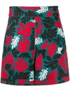 Marni Leaf Print Straight Shorts In Green