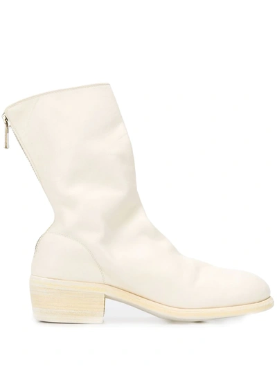 Guidi Cracked-effect Mid-calf Boots In White