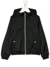 Herno Kids' Logo Zipped Hooded Jacket In Black