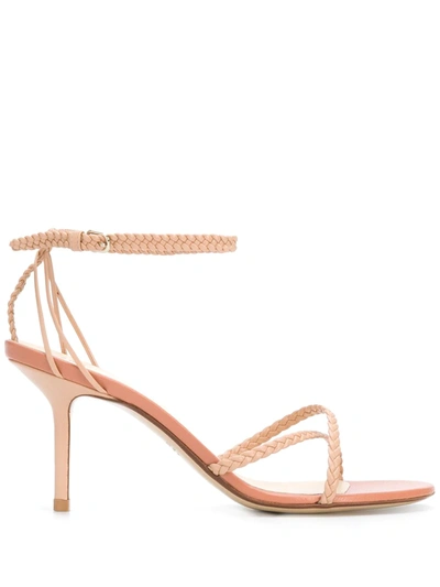 Francesco Russo Braided 80mm Crossover Strap Sandals In Pink