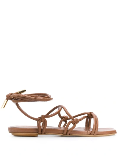 Gia Couture Bella Lace-up Sandals In Brown