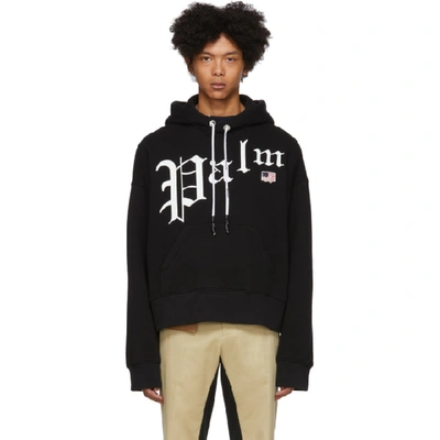 Palm Angels New Gothic Print Hoodie In Black