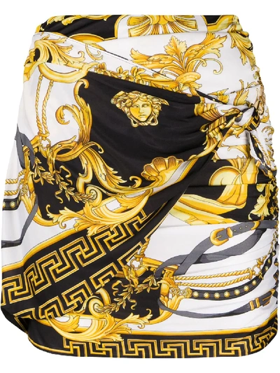 Versace Barocco Print Gathered Skirt In 白色