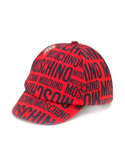 Moschino Kids' Logo-print Teddy Bear Hat In Red