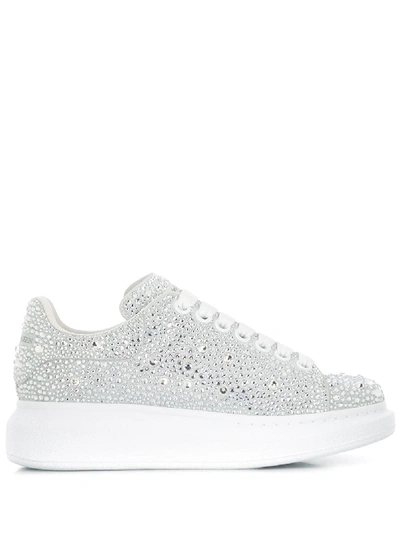 Alexander Mcqueen Oversized Crystal-embellished Sneakers In White