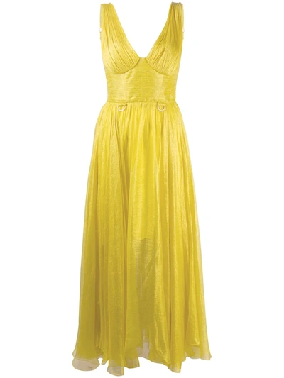 Maria Lucia Hohan Sorena Mousseline Midi Dress In Yellow