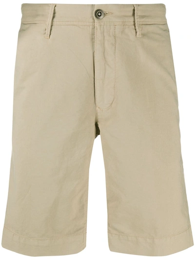 Incotex Front Logo Patch Crease Effect Shorts In Neutrals