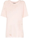 Amiri Distressed Cotton T-shirt In Neutrals