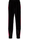 Koché Puff Side Stripe Velvet Sweatpants In Black