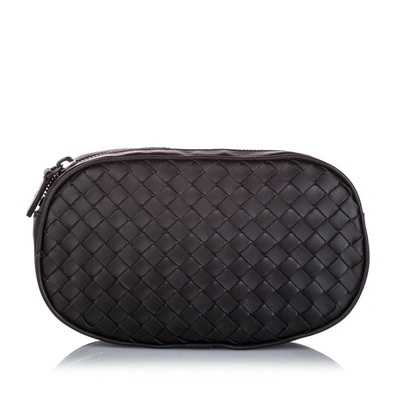 Pre-owned Bottega Veneta Intrecciato Leather Belt Bag In Black