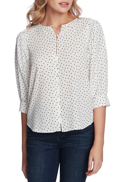 1.state Scatter Dot Button Front Blouse In Soft Ecru