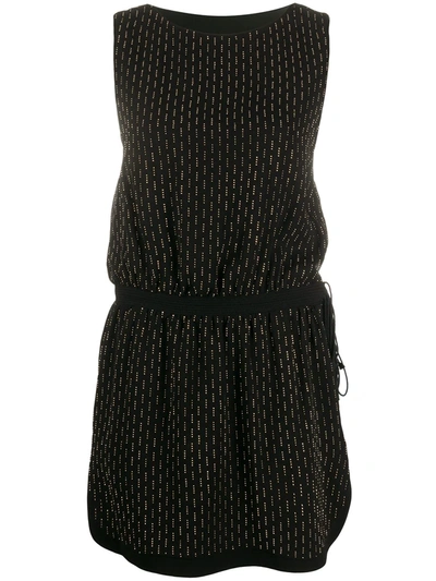 Saint Laurent Studded Mini Dress In Black