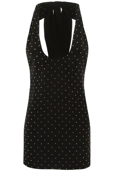 Saint Laurent Studded Mini Dress In Black,silver