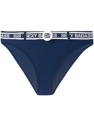 Marlies Dekkers Belted 'sexy Badass' Bikini Bottoms In Blue