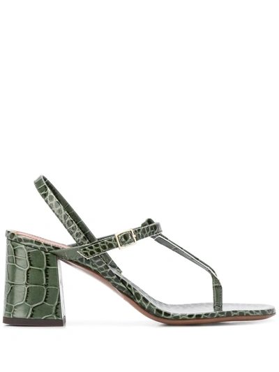 L'autre Chose Croc Effect Sandals In Green