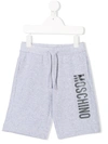 Moschino Kids' Logo Print Cotton Sweat Shorts In Grey