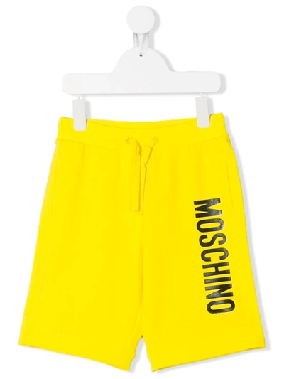 Moschino Kids' Logo-print Track Pants Shorts In Yellow