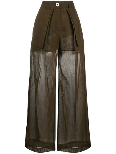 Eudon Choi Carmela Organza Wide-leg Trousers In Brown